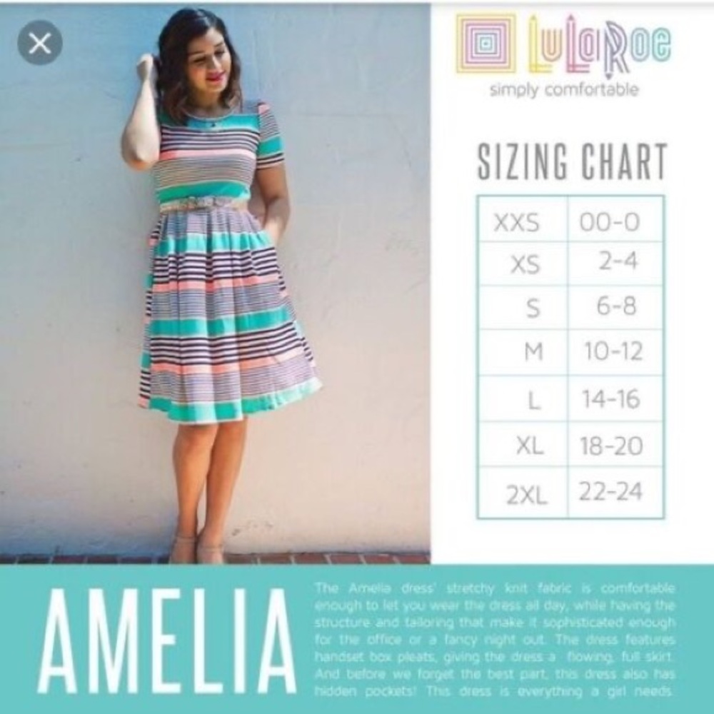 Lularoe Blue & Burgundy Amelia Dress With Pockets - NWT - Picture 5 of 6